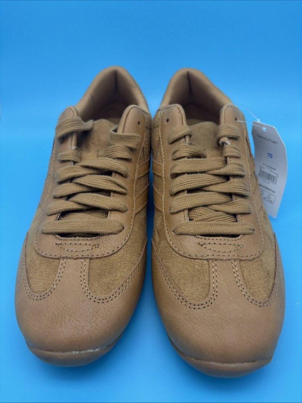 Time and Tru Women Tan Lace-Up Low Top Sneaker Solid Casual Activewear
